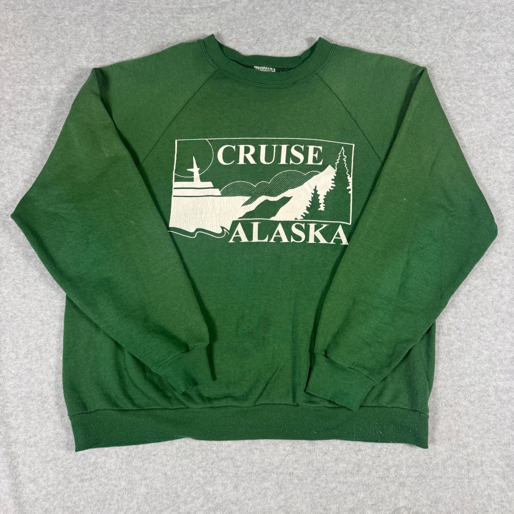 Unbranded Cruise Alaska Sweatshirt Unisex XL Green Good Vintage Graphic Raglan